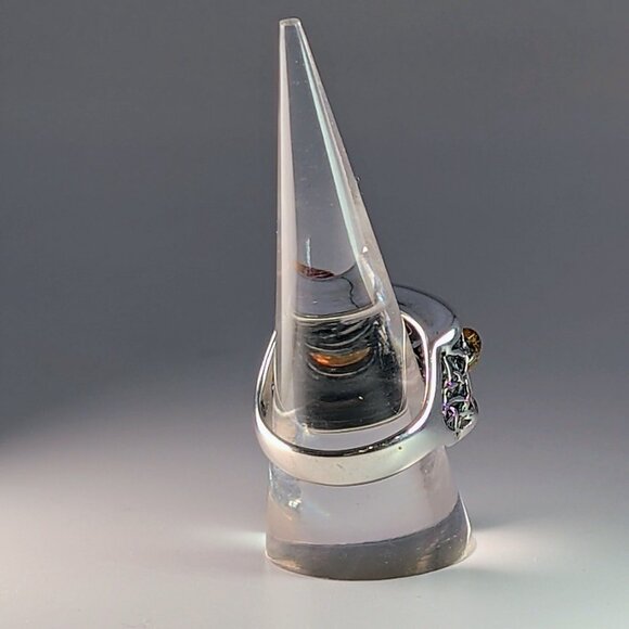 Sterling Silver Ring With Amber Gemstones & Unique Filigree Design - Picture 6 of 13